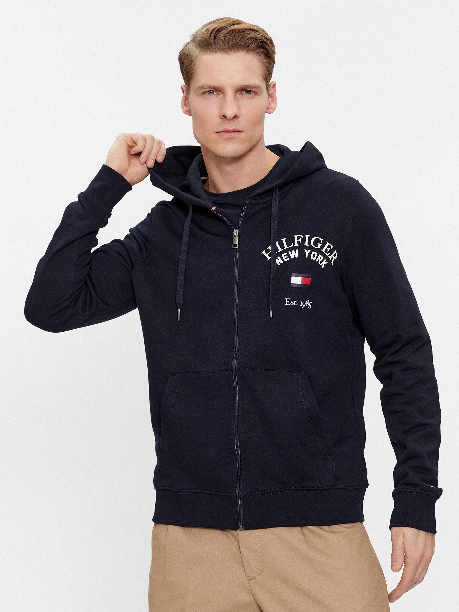 Tommy Hilfiger Tommy Hilfiger Erkek Marka Logo Detaylı Bisiklet Yaka Regular Fit Mavi Sweatshirt MW0MW33644-DW5