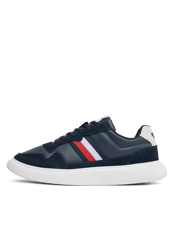 Tommy Hilfiger Tommy Hilfiger Erkek Marka Logolu Bağcıklı Kaydırmaz Tabanlı Günlük Lacivert Sneaker FM0FM04889-DW5