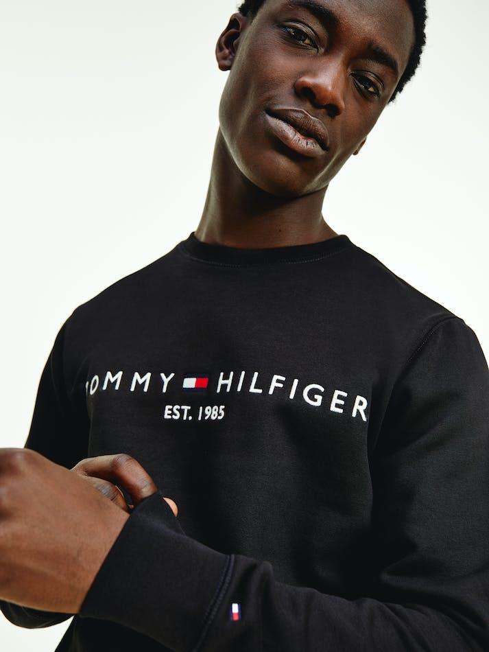 Tommy Hilfiger Tommy Hilfiger Erkek Marka Logolu Uzun Kollu Rahat Siyah Sweatshirt MW0MW11596-BDS