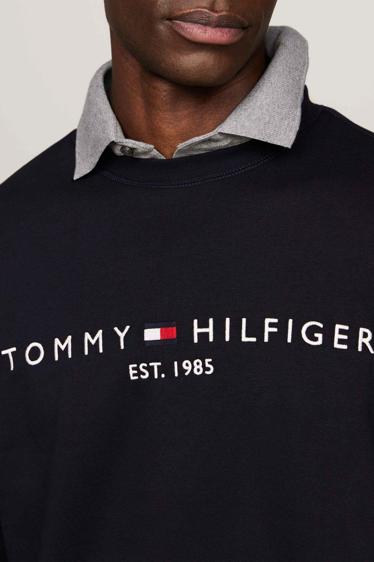 Tommy Hilfiger Tommy Hilfiger Erkek Marka Logolu Uzun Kollu Rahat Lacivert Sweatshirt MW0MW11596-DW5