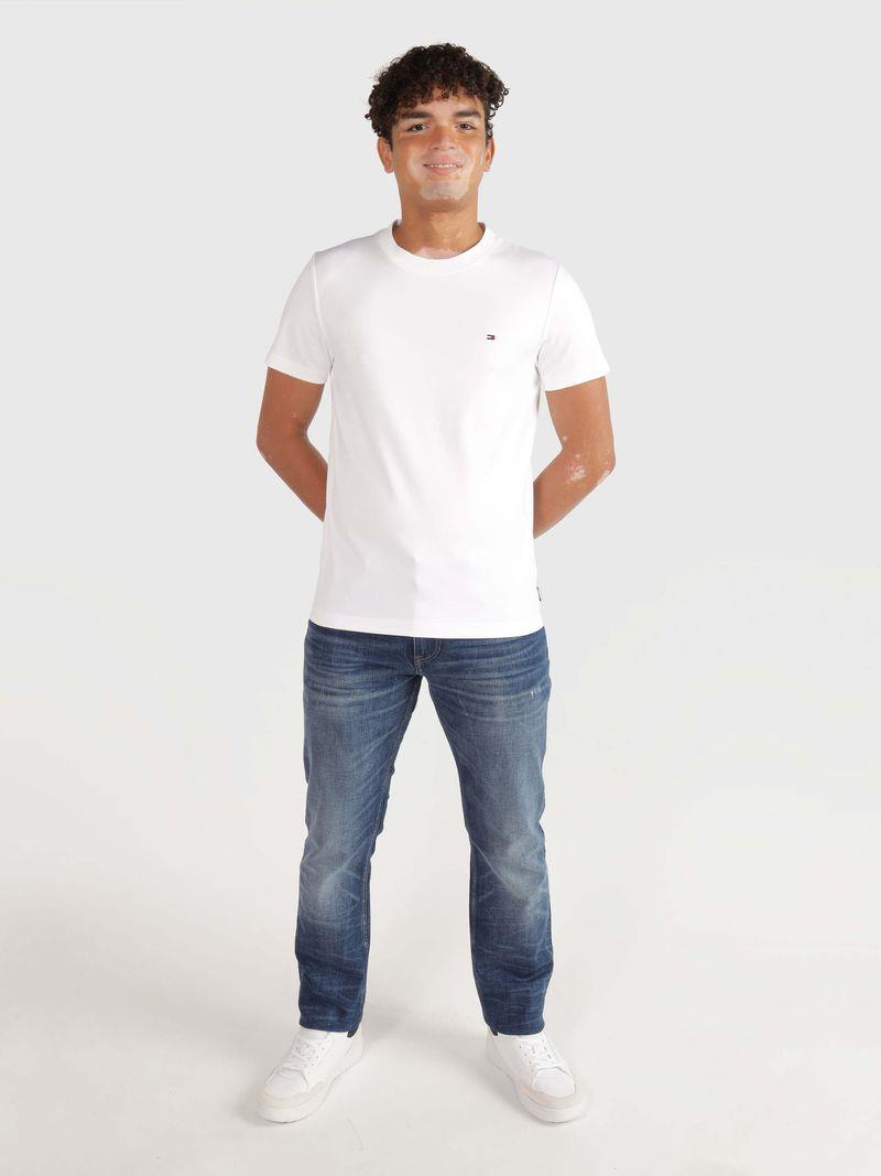 Tommy Hilfiger Tommy Hilfiger Erkek Marka Logolu Pamuklu Günlük Kullanım Beyaz T-Shirt MW0MW33202-YBR