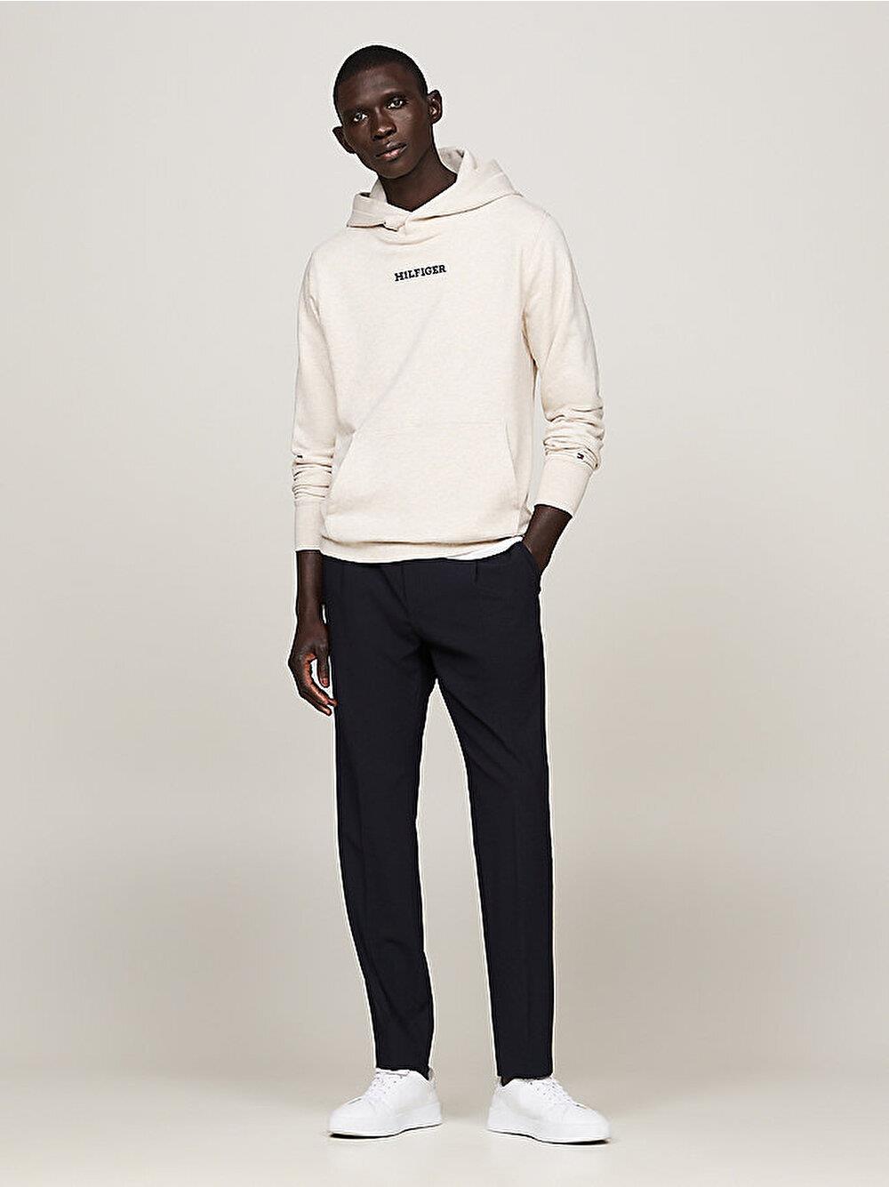 Tommy Hilfiger Tommy Hilfiger Erkek Marka Logolu Uzun Kollu Rahat Bej Sweatshirt MW0MW35561-HCX