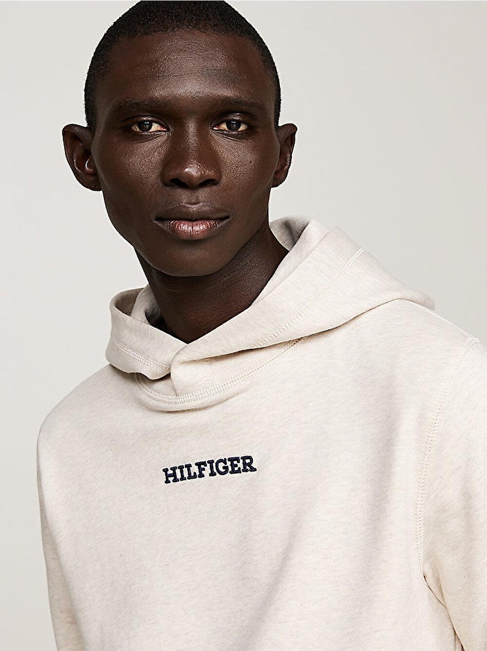 Tommy Hilfiger Tommy Hilfiger Erkek Marka Logolu Uzun Kollu Rahat Bej Sweatshirt MW0MW35561-HCX
