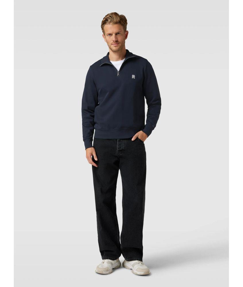 Tommy Hilfiger Tommy Hilfiger Erkek Marka Logolu Uzun Kollu Rahat Mavi Sweatshirt MW0MW33647-DW5