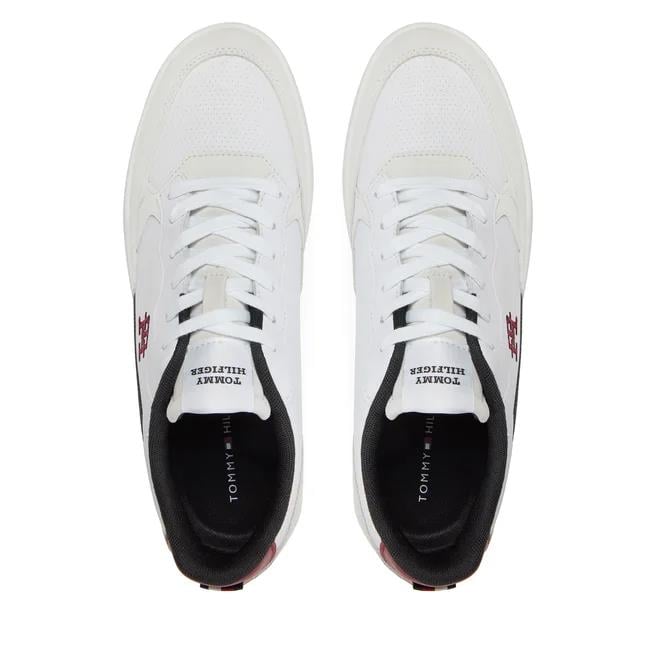 Tommy Hilfiger Tommy Hilfiger Erkek Marka Logolu Bağcıklı Kaydırmaz Tabanlı Günlük Beyaz Sneaker FM0FM04929-YBS