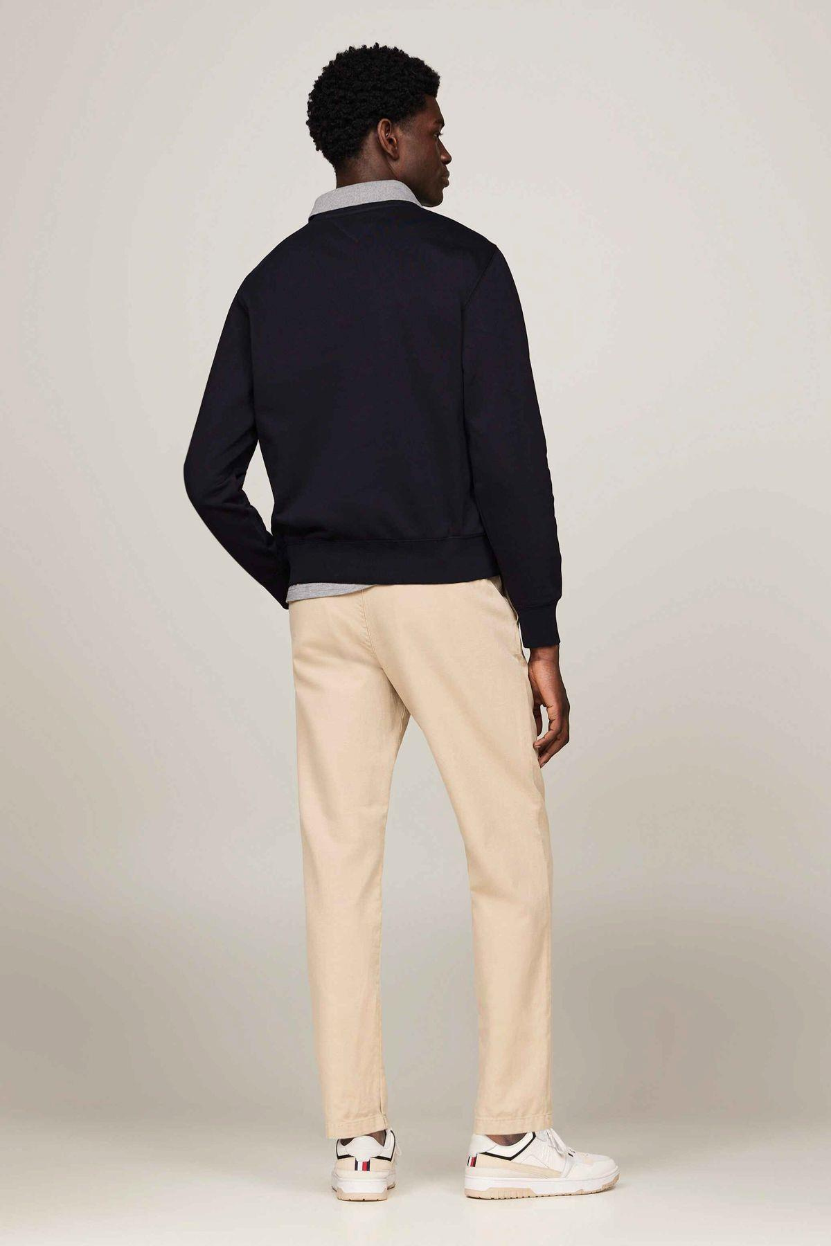 Tommy Hilfiger Tommy Hilfiger Erkek Marka Logolu Uzun Kollu Rahat Lacivert Sweatshirt MW0MW11596-DW5