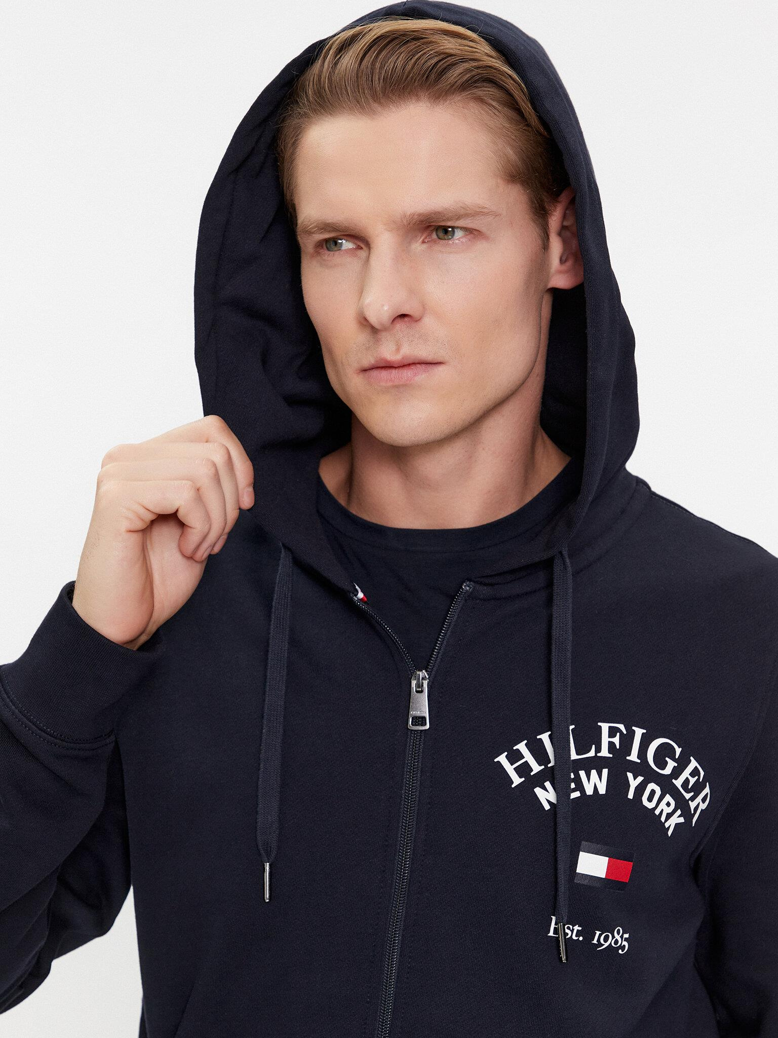 Tommy Hilfiger Tommy Hilfiger Erkek Marka Logo Detaylı Bisiklet Yaka Regular Fit Mavi Sweatshirt MW0MW33644-DW5