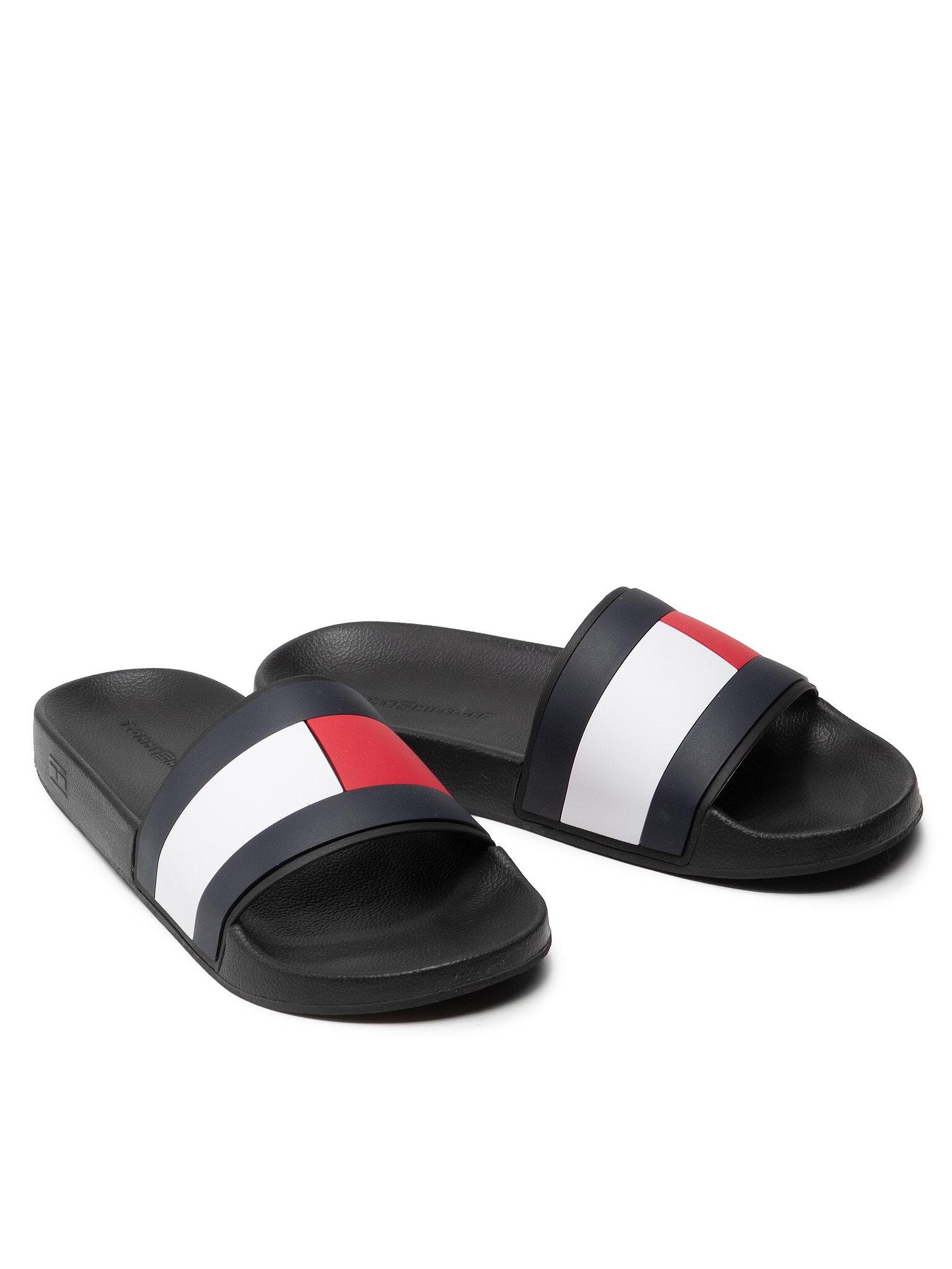 Tommy Hilfiger Tommy Hilfiger Erkek Normal Kalıp Parmak Arası Plaj Günlük Kullanım Siyah Terlik FM0FM04263-BDS