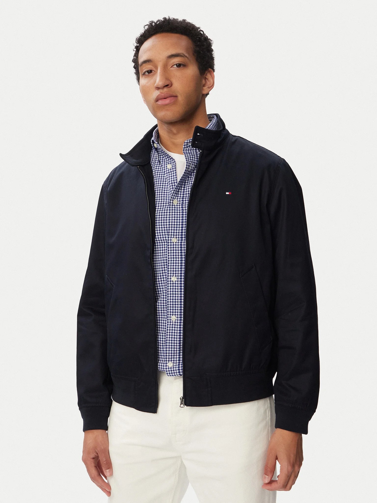 Tommy Hilfiger Tommy Hilfiger Erkek Normal Kalıp Dik Yakalı Fermuarlı Logo Detaylı Lacivert Ceket MW0MW43468-DW5