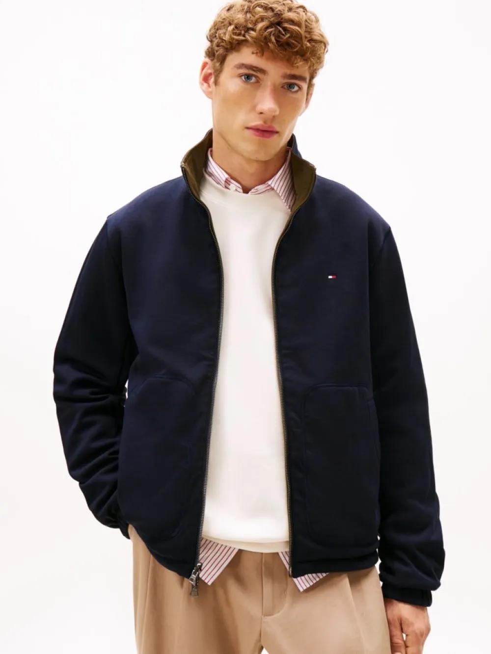 Tommy Hilfiger Tommy Hilfiger Erkek Normal Kalıp Çift Taraflı Dik Yakalı Uzun Kollu Haki-Lacivert Ceket MW0MW41862-RBN