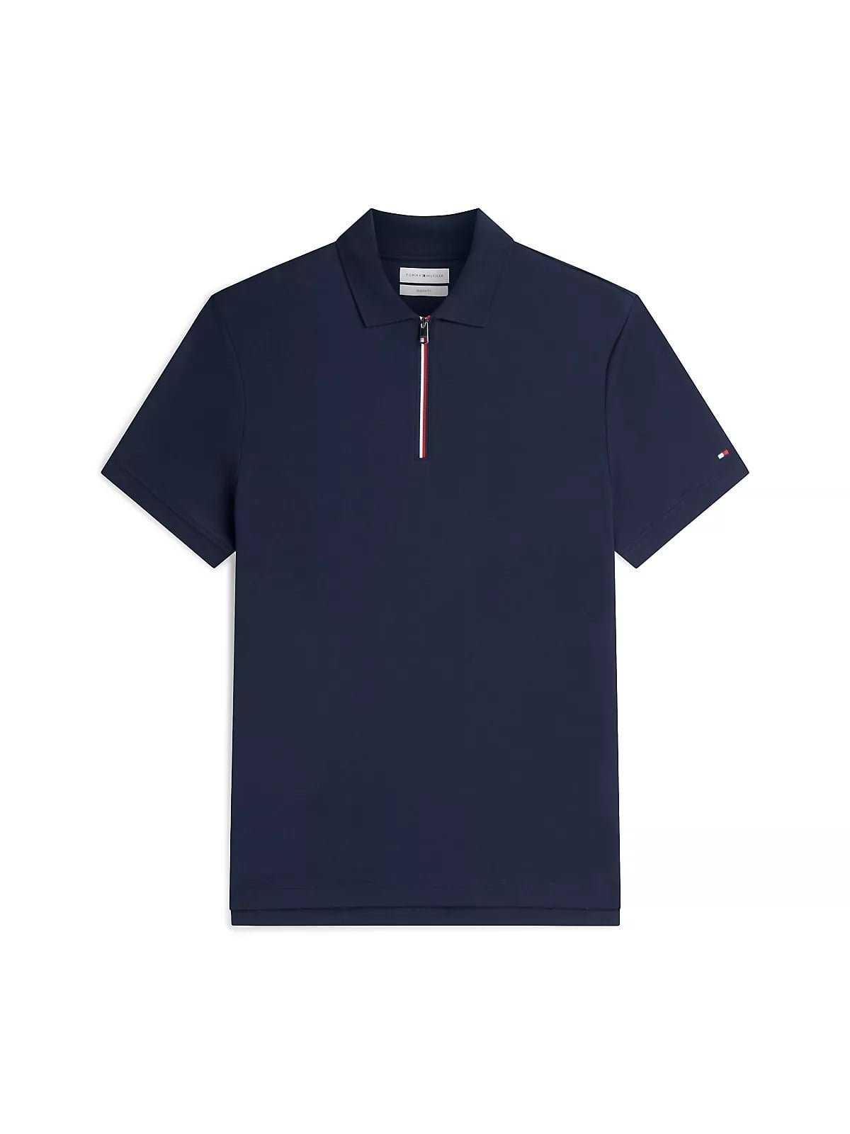 Tommy Hilfiger Tommy Hilfiger Erkek Normal Kalıp Kolu Bayrak Logolu Pamuklu Yarım Fermuarlı Kısa Kollu Lacivert Polo Yaka T-Shirt MW0MW43269-DW5