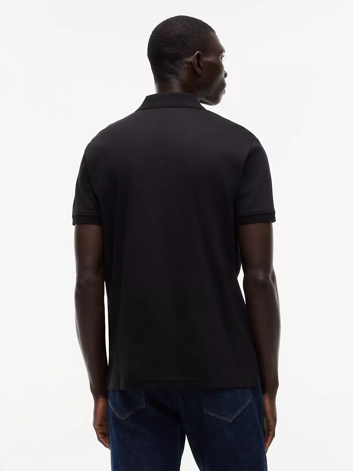 Tommy Hilfiger Tommy Hilfiger Erkek Normal Kalıp Kolu Bayrak Logolu Pamuklu Yarım Fermuarlı Kısa Kollu Siyah Polo Yaka T-Shirt MW0MW43269-BDS