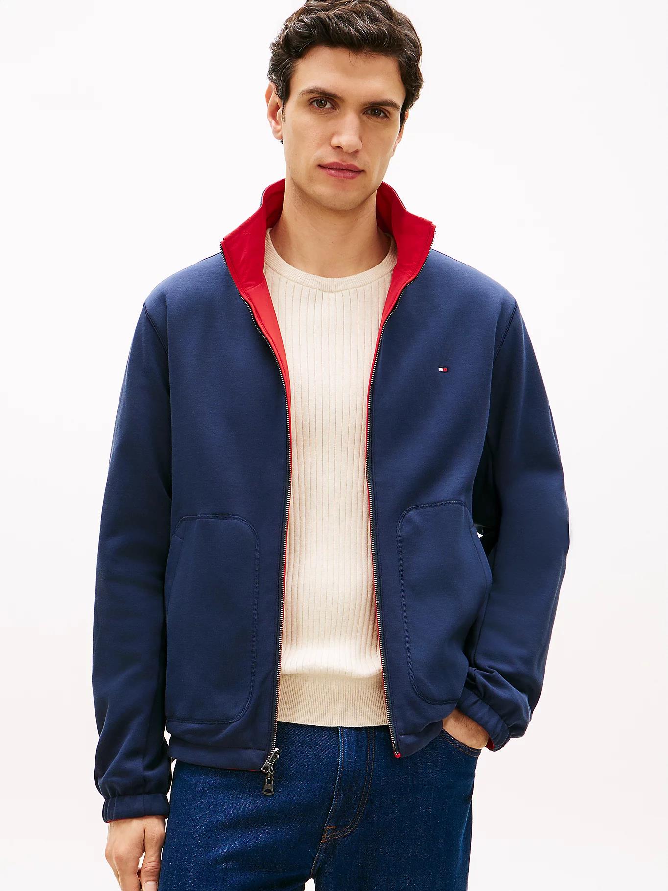 Tommy Hilfiger Tommy Hilfiger Erkek Normal Kalıp Çift Taraflı Dik Yakalı Uzun Kollu Kırmızı-Lacivert Ceket MW0MW41862-XLD
