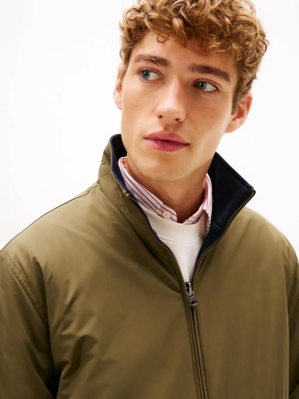 Tommy Hilfiger Tommy Hilfiger Erkek Normal Kalıp Çift Taraflı Dik Yakalı Uzun Kollu Haki-Lacivert Ceket MW0MW41862-RBN