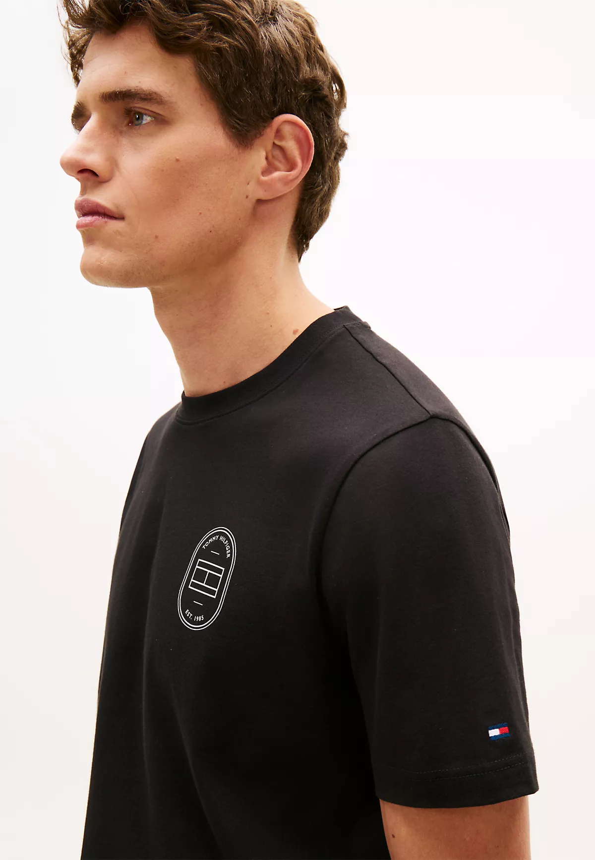 Tommy Hilfiger Tommy Hilfiger Erkek Normal Kesim Yuvarlak Yakalı Pamuklu Kısa Kollu Siyah T-Shirt MW0MW42364-BDS