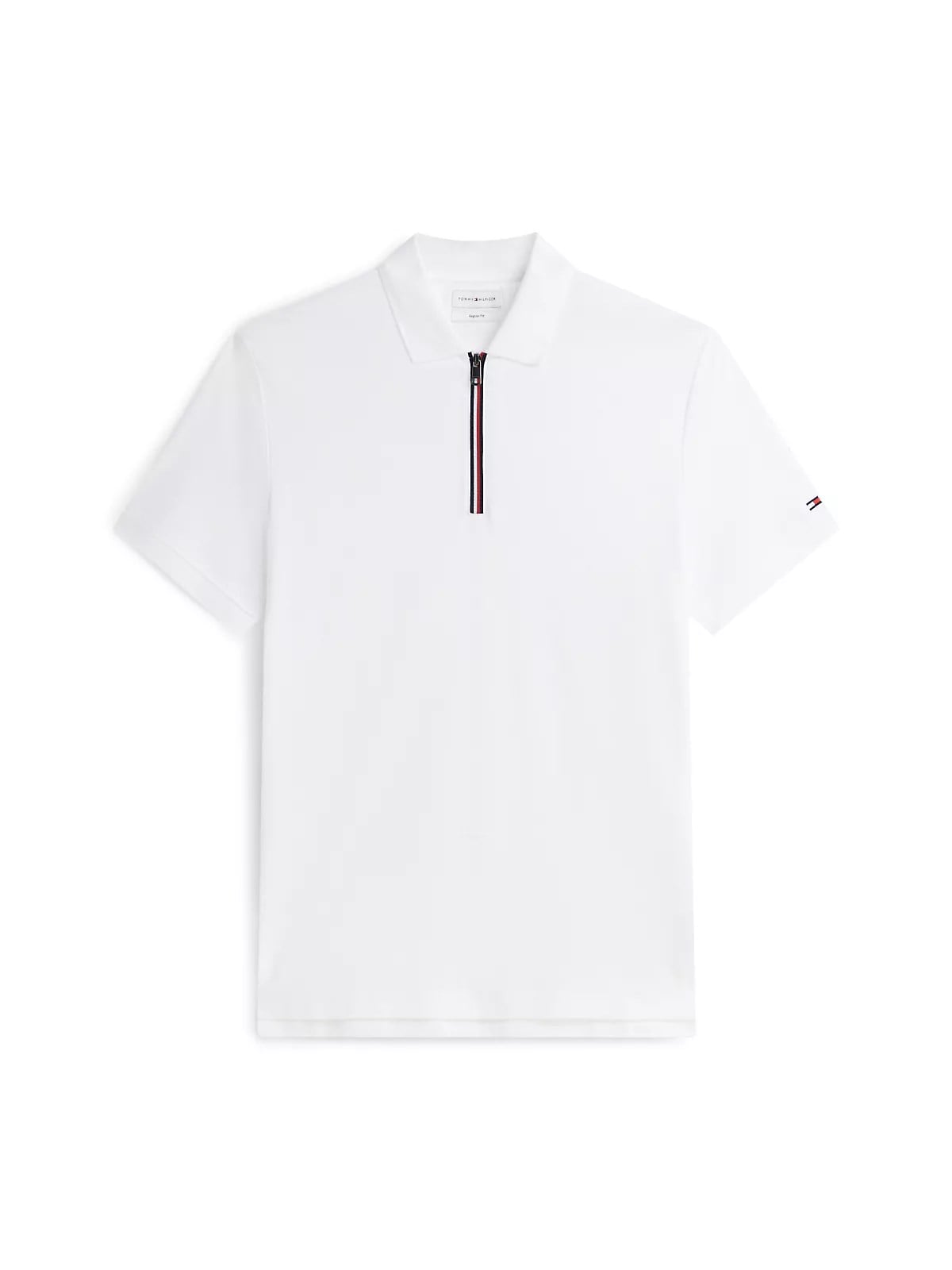 Tommy Hilfiger Tommy Hilfiger Erkek Normal Kalıp Kolu Bayrak Logolu Pamuklu Yarım Fermuarlı Kısa Kollu Beyaz Polo Yaka T-Shirt MW0MW43269-YBR