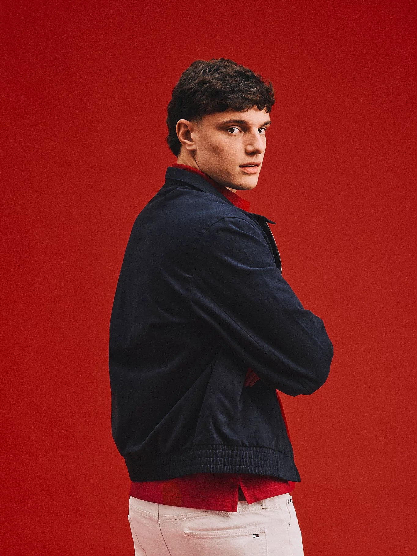 Tommy Hilfiger Tommy Hilfiger Erkek Normal Kalıp Dik Yakalı Fermuarlı Logo Detaylı Lacivert Ceket MW0MW43468-DW5