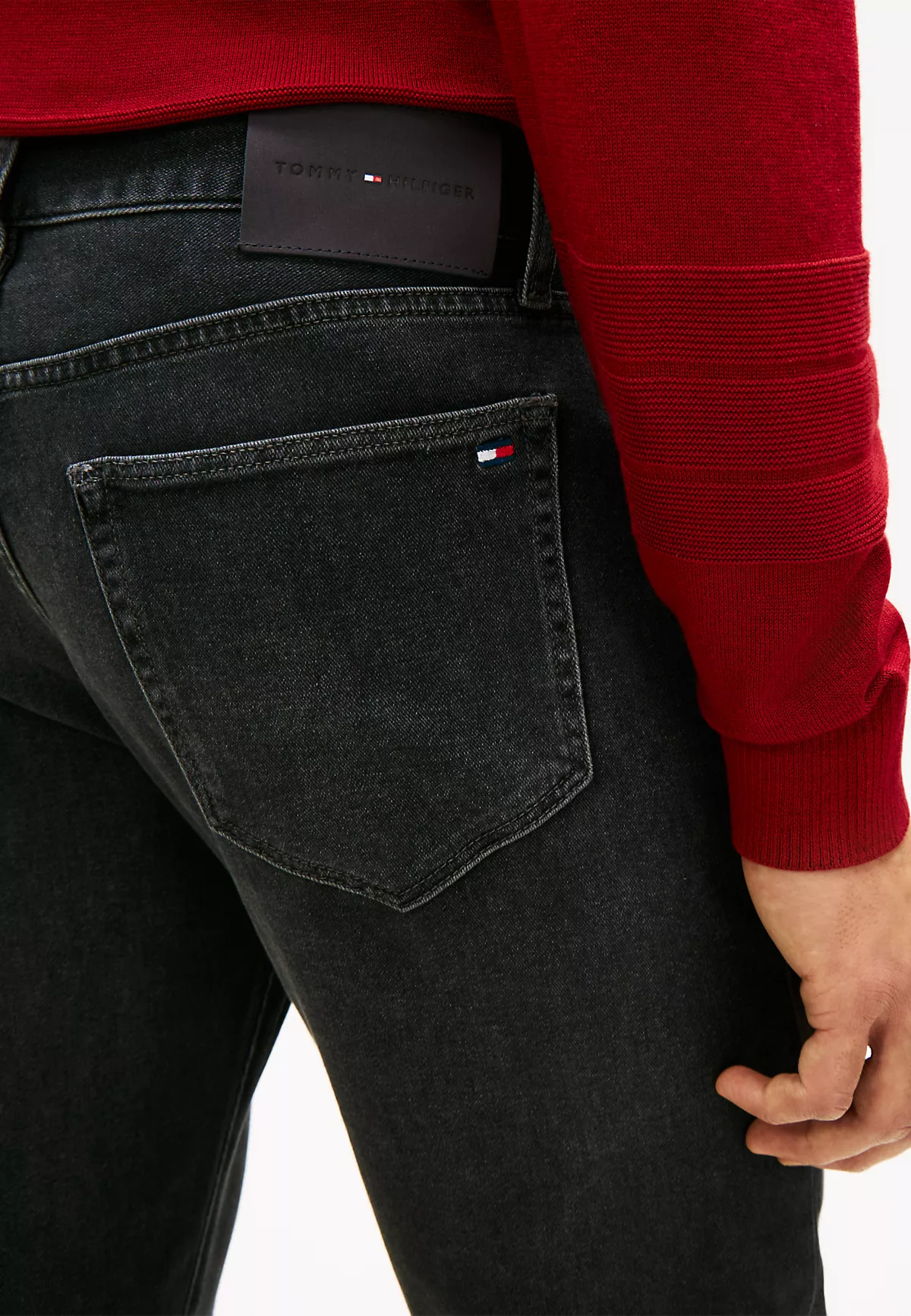 Tommy Hilfiger Tommy Hilfiger Erkek Normal Kalıp Hafif Eskitme Desenli Düz Paça Pamuk Karışımlı Denim Gri Jeans MW0MW42321-1B3