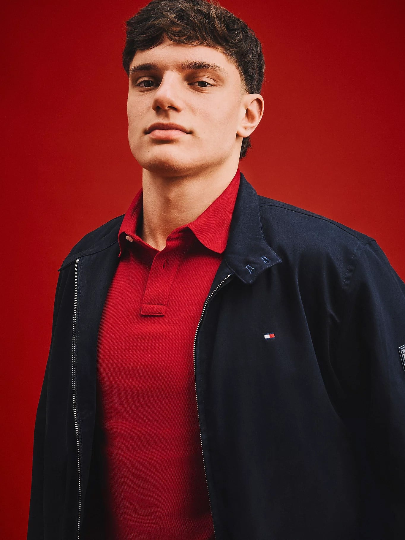 Tommy Hilfiger Tommy Hilfiger Erkek Normal Kalıp Dik Yakalı Fermuarlı Logo Detaylı Lacivert Ceket MW0MW43468-DW5