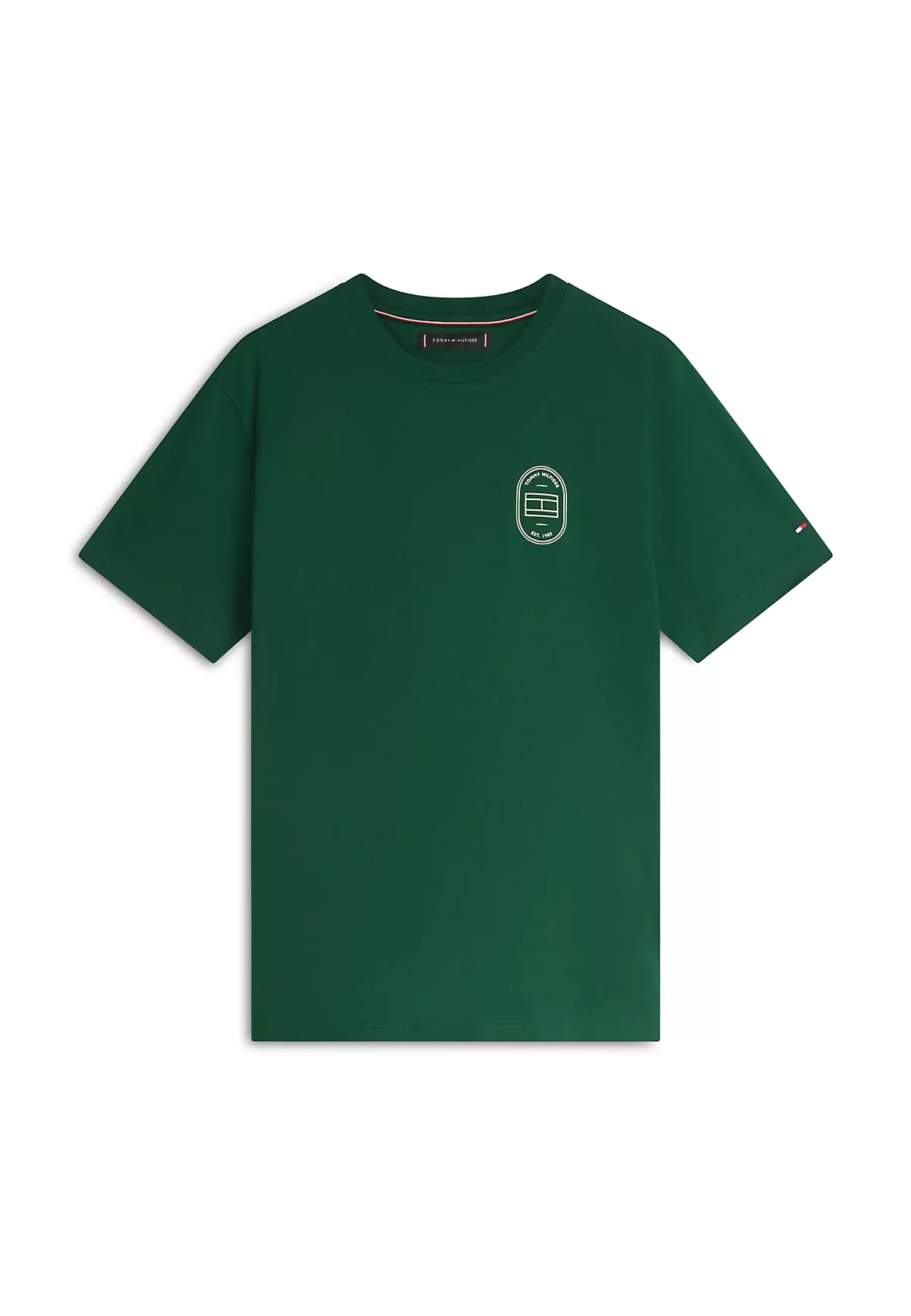 Tommy Hilfiger Tommy Hilfiger Erkek Normal Kesim Yuvarlak Yakalı Pamuklu Kısa Kollu Yeşil T-Shirt MW0MW42364-MBN