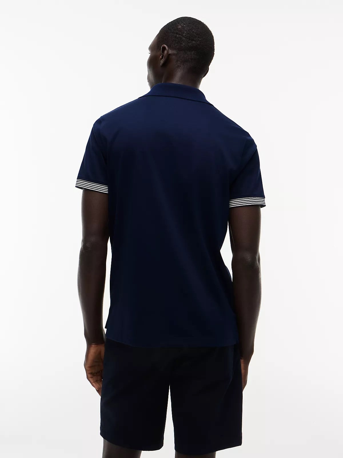 Tommy Hilfiger Tommy Hilfiger Erkek Normal Kalıp Kolunda ve Yakasında Çizgi Desenli Kısa Kollu Lacivert Polo Yaka T-Shirt MW0MW43296-DCC
