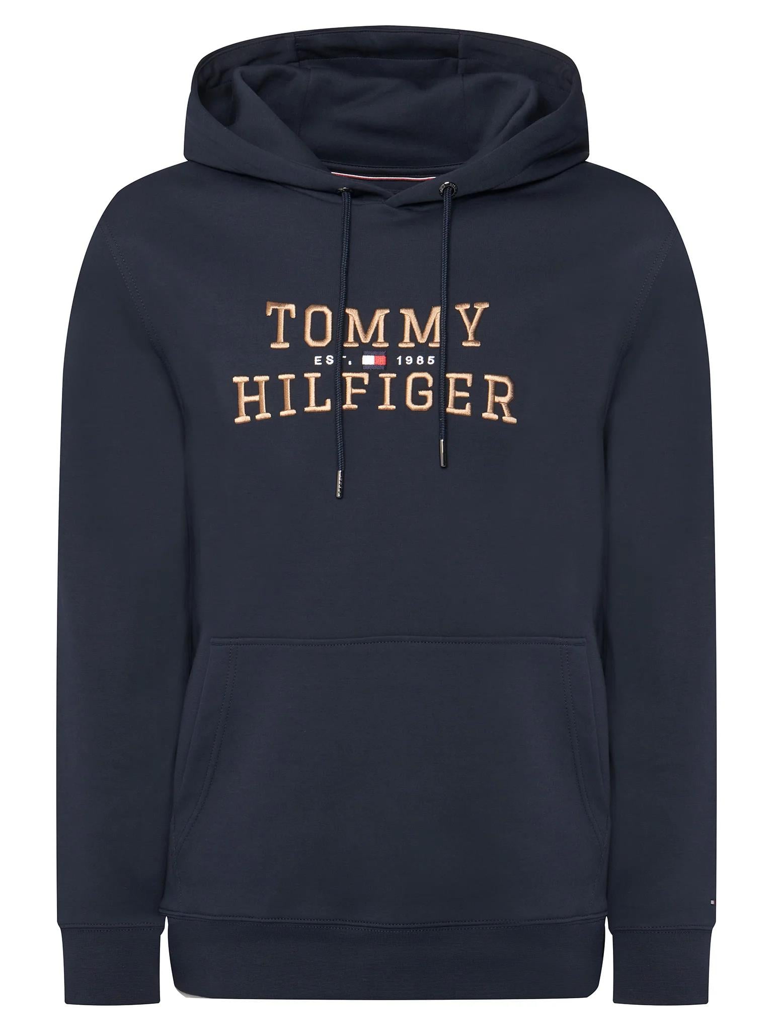 Tommy Hilfiger Tommy Hilfiger Erkek Normal Kalıp Kapüşonlu Logo Kabartmalı Uzun Kollu Lacivert Sweatshirt MW0MW42528-DW5