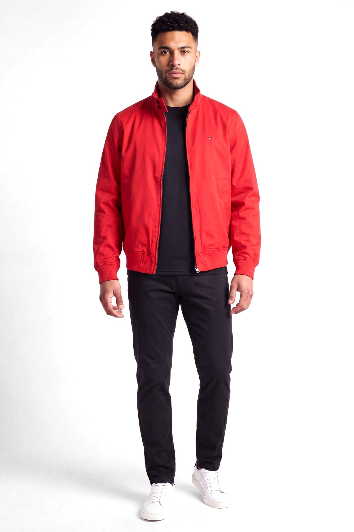 Tommy Hilfiger Tommy Hilfiger Erkek Normal Kalıp Dik Yakalı Fermuarlı Logo Detaylı Kırmızı Ceket MW0MW43468-XLD