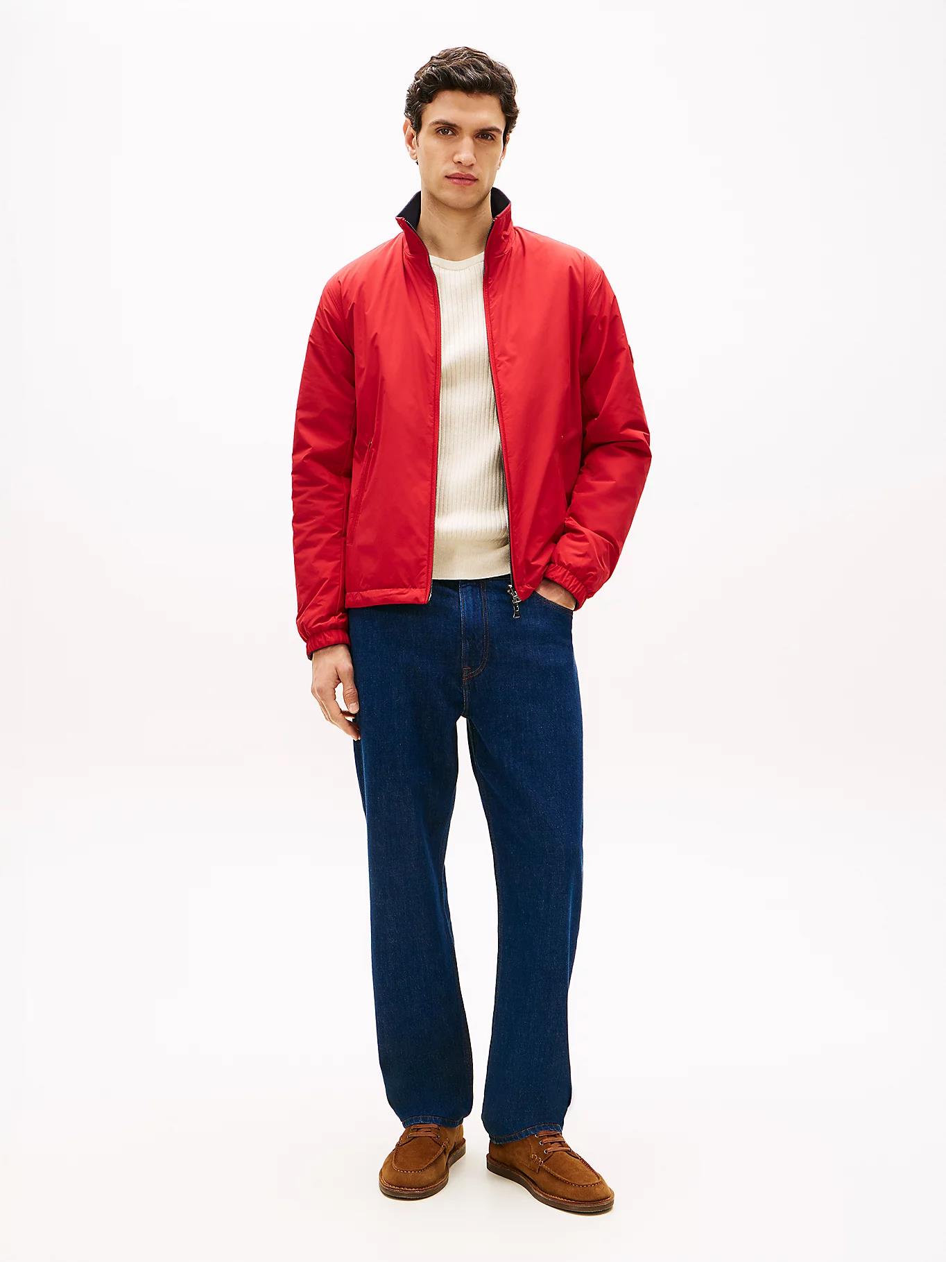 Tommy Hilfiger Tommy Hilfiger Erkek Normal Kalıp Çift Taraflı Dik Yakalı Uzun Kollu Kırmızı-Lacivert Ceket MW0MW41862-XLD