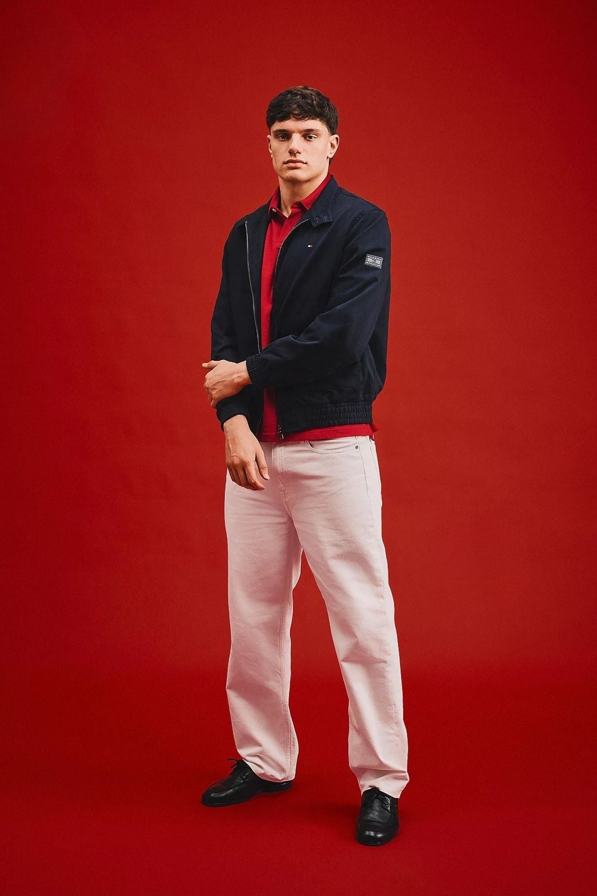 Tommy Hilfiger Tommy Hilfiger Erkek Normal Kalıp Dik Yakalı Fermuarlı Logo Detaylı Lacivert Ceket MW0MW43468-DW5