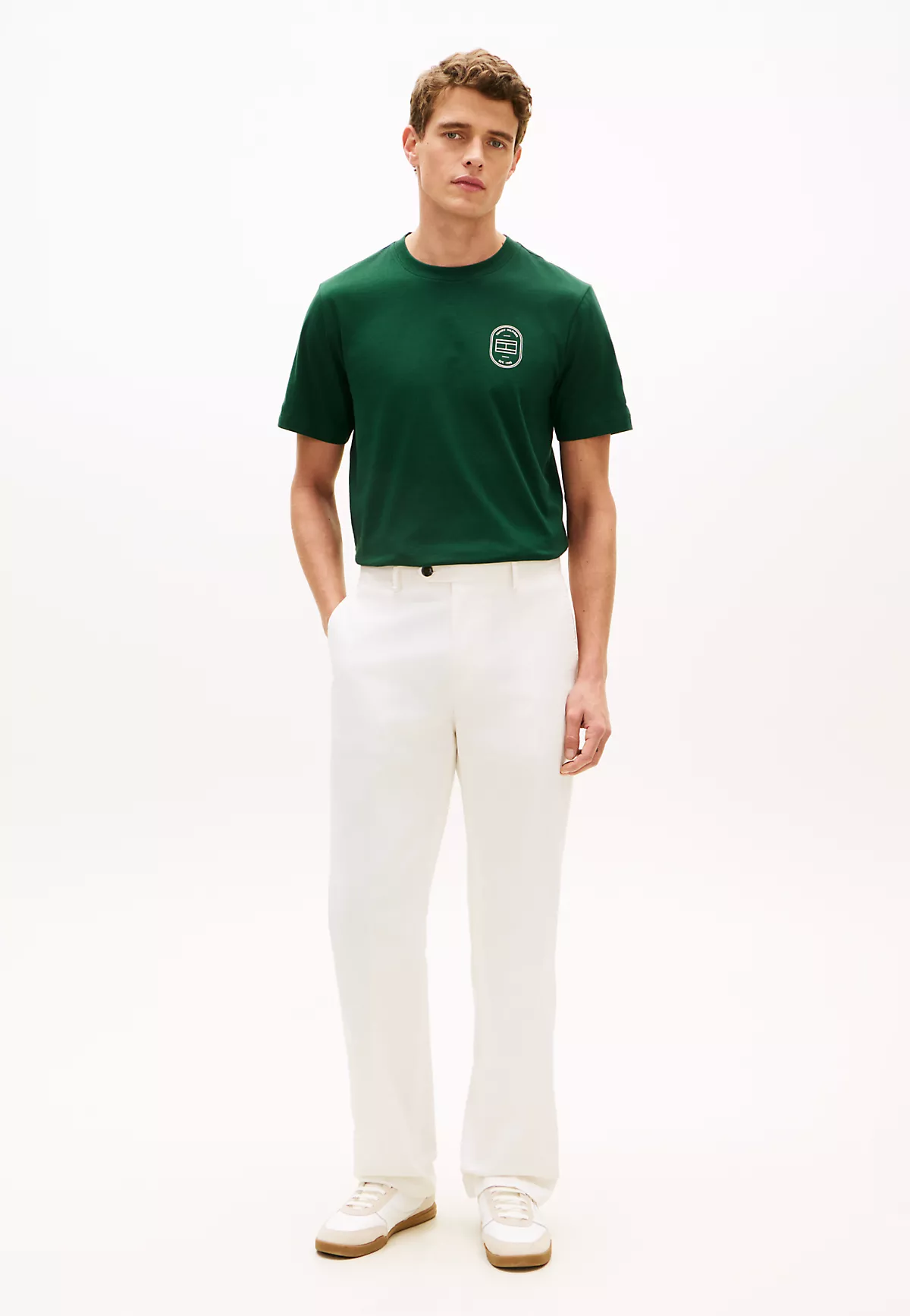Tommy Hilfiger Tommy Hilfiger Erkek Normal Kesim Yuvarlak Yakalı Pamuklu Kısa Kollu Yeşil T-Shirt MW0MW42364-MBN