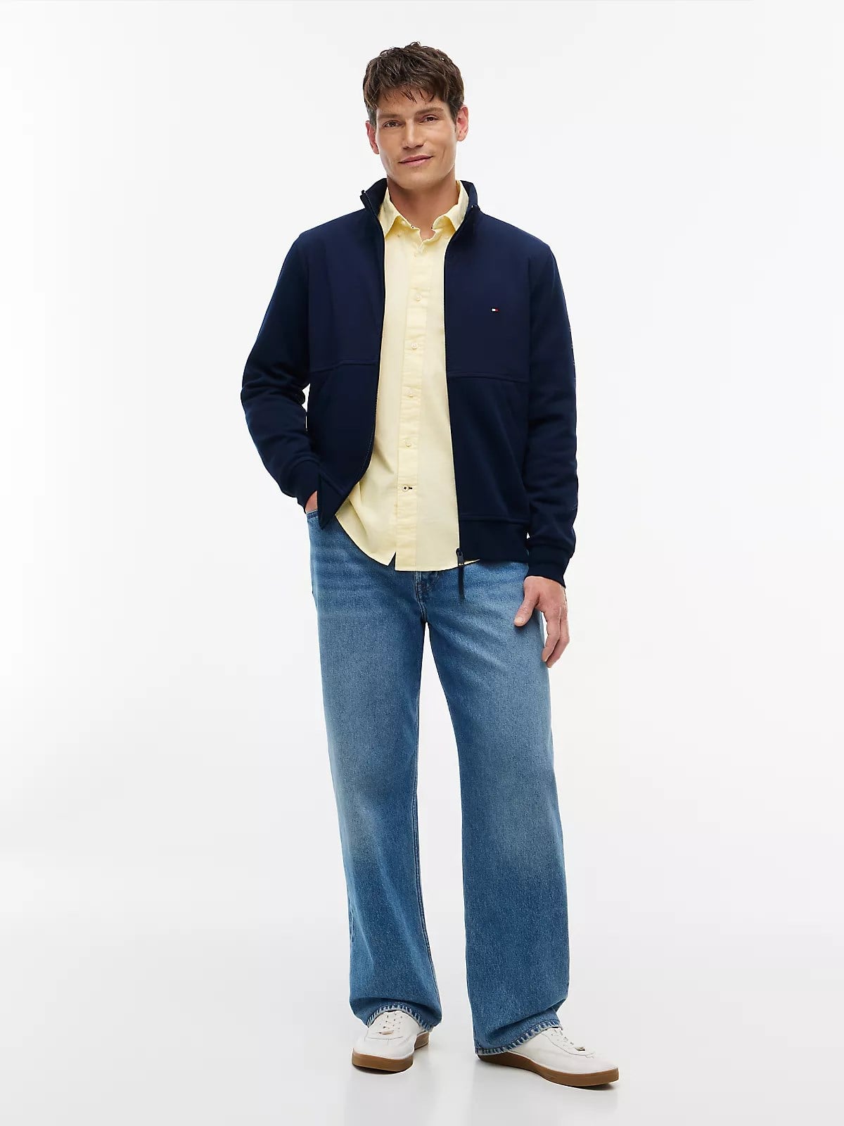 Tommy Hilfiger Tommy Hilfiger Erkek Normal Kalıp Logo İmzalı Dik Yakalı Uzun Kollu Lacivert Ceket MW0MW43443-DCC