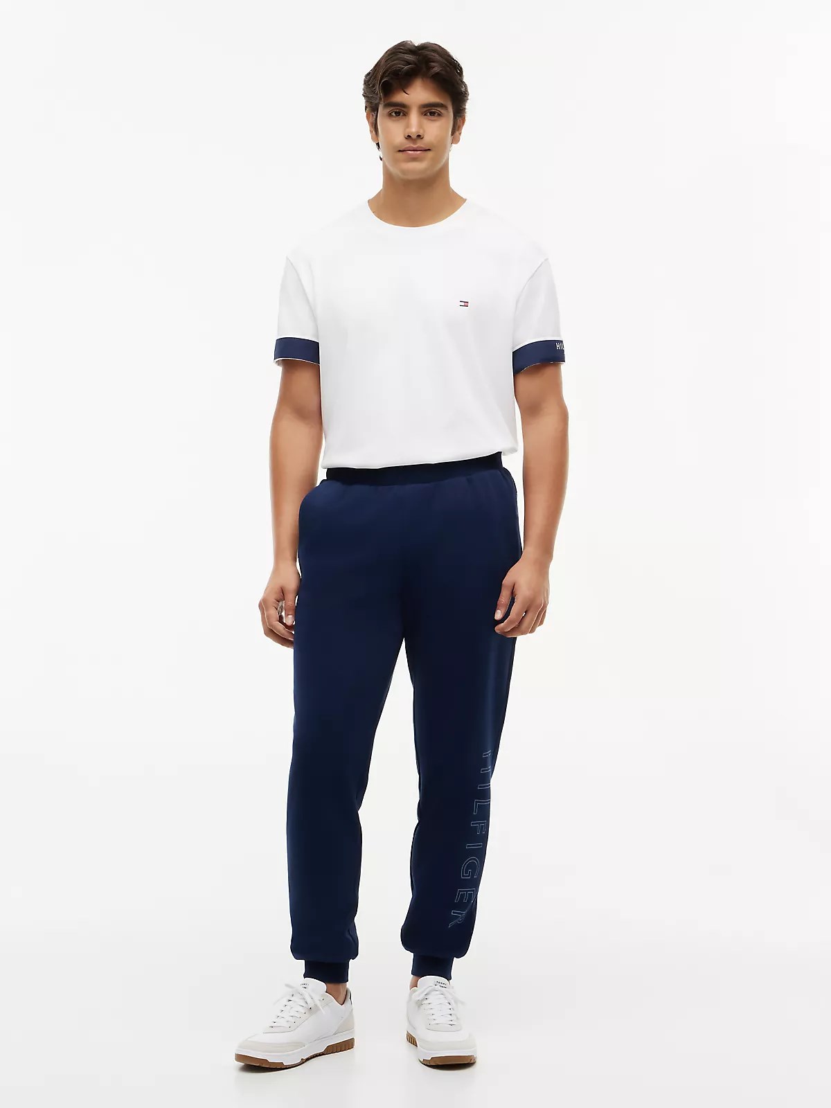 Tommy Hilfiger Tommy Hilfiger Erkek Normal Kalıp Beli ve Paçası Lastikli Logo Detaylı Lacivert Eşofman Altı MW0MW43445-DCC