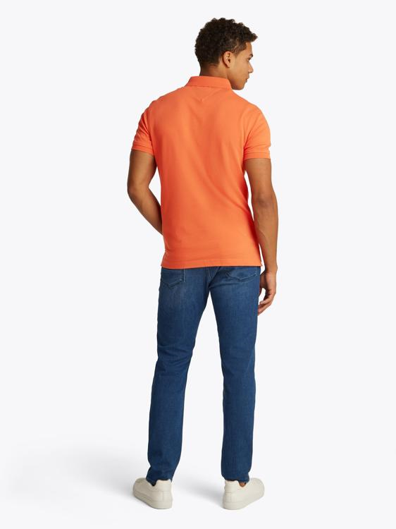 Tommy Hilfiger Tommy Hilfiger Erkek Pamuklu Polo Yakalı Düğme Kapamalı Kısa Kollu Turuncu Polo Yaka T-Shirt MW0MW17771-SCX