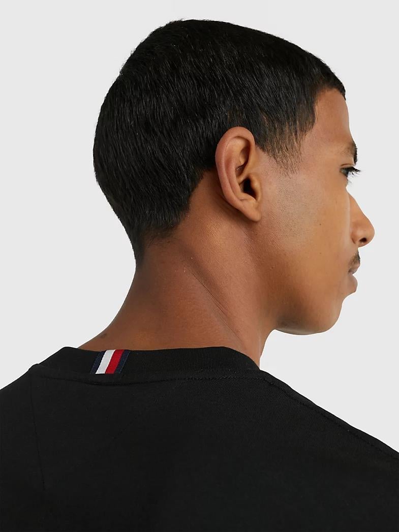 Tommy Hilfiger Tommy Hilfiger Erkek Pamuklu Yuvarlak Yaka Marka Logolu Siyah T-Shirt MW0MW30055-BDS