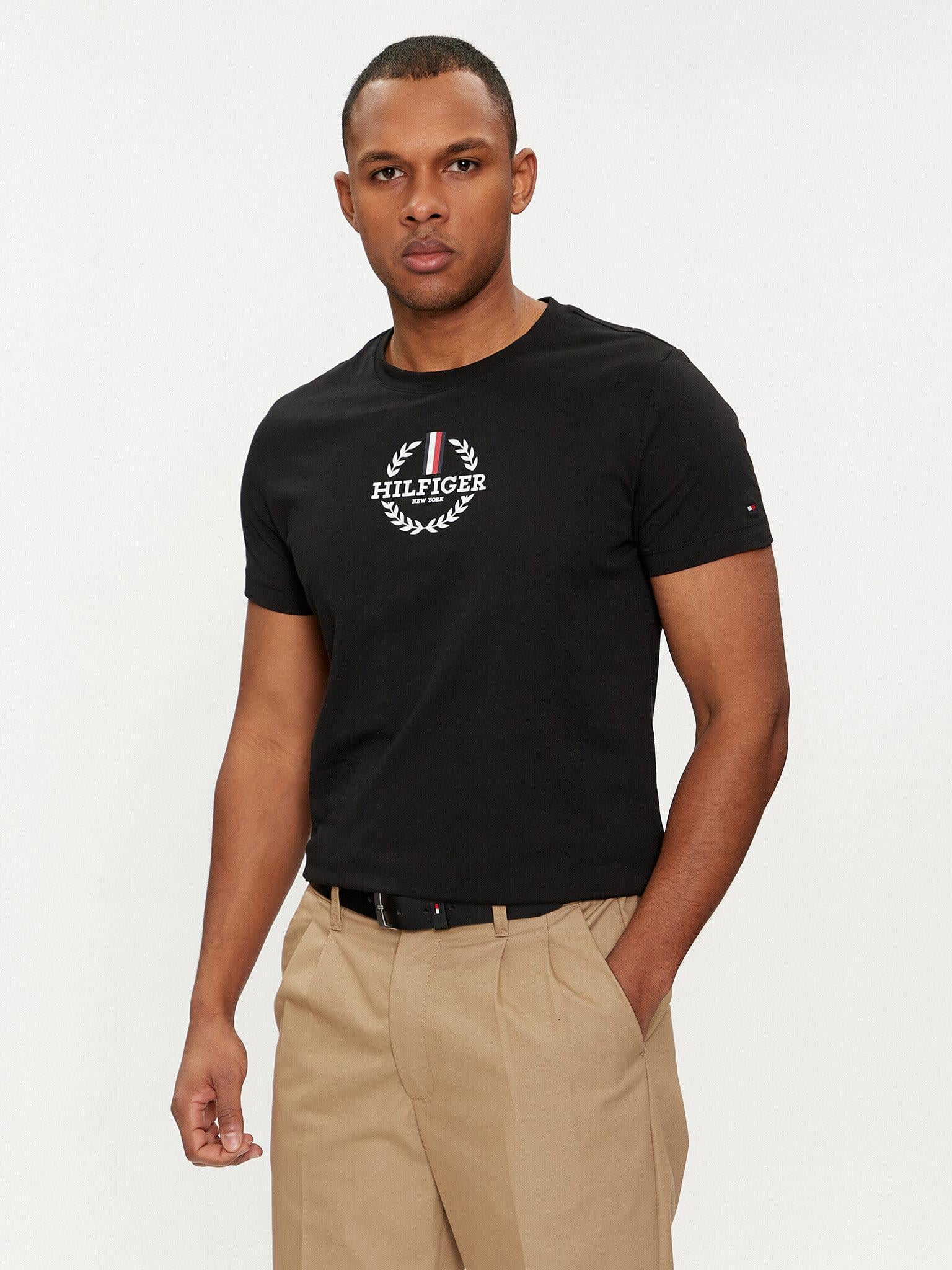 Tommy Hilfiger Tommy Hilfiger Erkek Pamuklu Kısa Kollu Yuvarlak Yaka Siyah T-Shirt MW0MW34388-BDS
