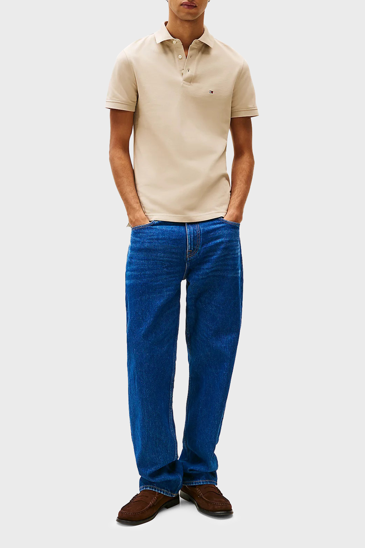 Tommy Hilfiger Tommy Hilfiger Erkek Pamuklu Polo Yakalı Düğme Kapamalı Kısa Kollu Haki Polo Yaka T-Shirt MW0MW17771-RBT