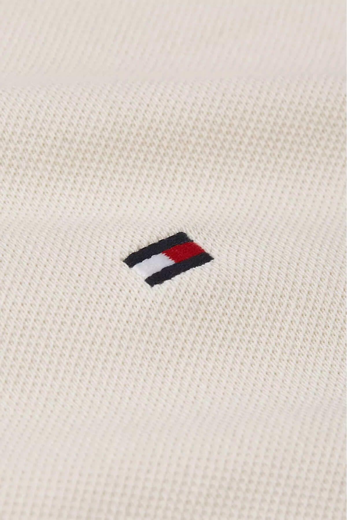 TOMMY HILFIGER Tommy Hilfiger Erkek Pamuklu Polo Yakalı Düğme Kapamalı Kısa Kollu Ekru Polo Yaka T-Shirt MW0MW17771-Z00