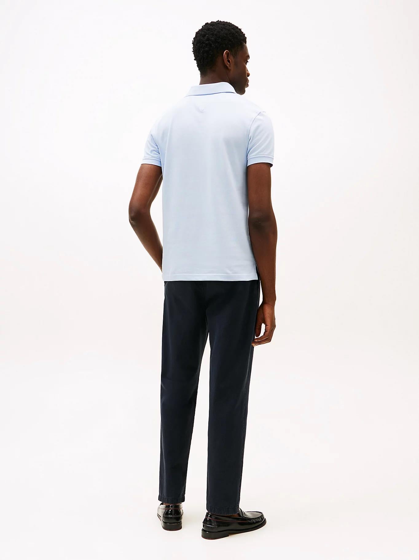TOMMY HILFIGER Tommy Hilfiger Erkek Pamuklu Polo Yakalı Düğme Kapamalı Kısa Kollu Lacivert Polo Yaka T-Shirt MW0MW17771-C1O