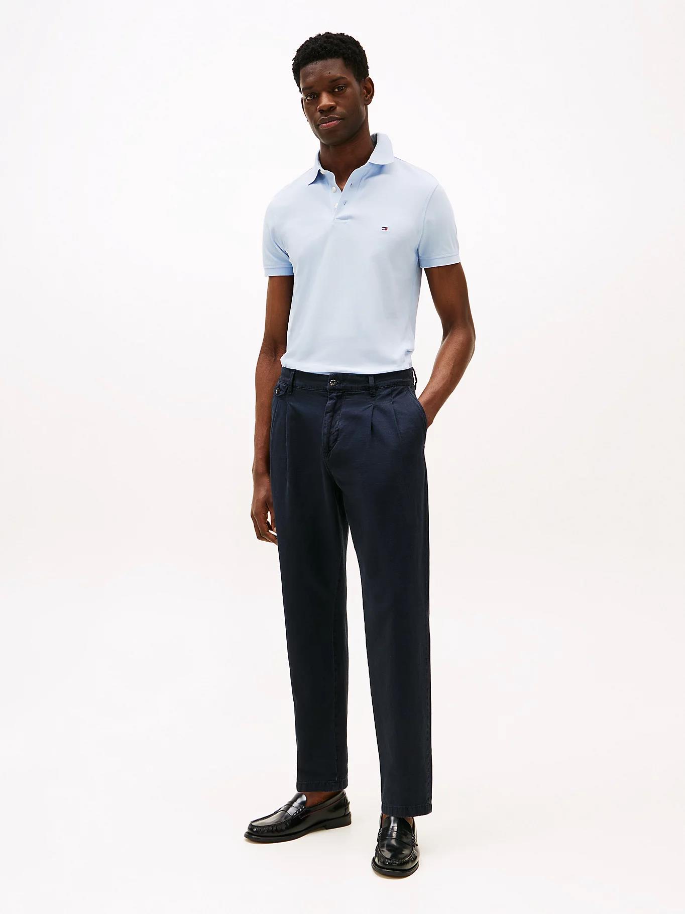 TOMMY HILFIGER Tommy Hilfiger Erkek Pamuklu Polo Yakalı Düğme Kapamalı Kısa Kollu Lacivert Polo Yaka T-Shirt MW0MW17771-C1O