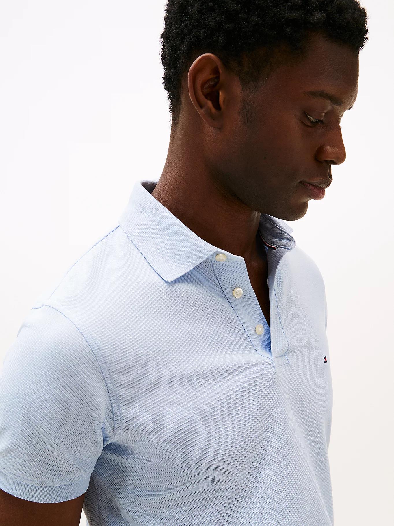 TOMMY HILFIGER Tommy Hilfiger Erkek Pamuklu Polo Yakalı Düğme Kapamalı Kısa Kollu Lacivert Polo Yaka T-Shirt MW0MW17771-C1O