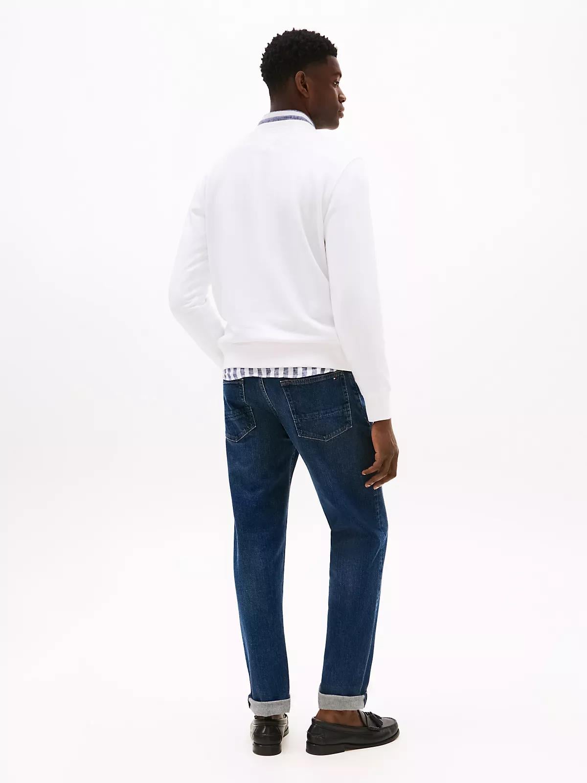 Tommy Hilfiger Tommy Hilfiger Erkek Pamuklu Normal Kalıp Yuvarlak Yakalı Uzun Kollu Beyaz Sweatshirt MW0MW37237-YBR
