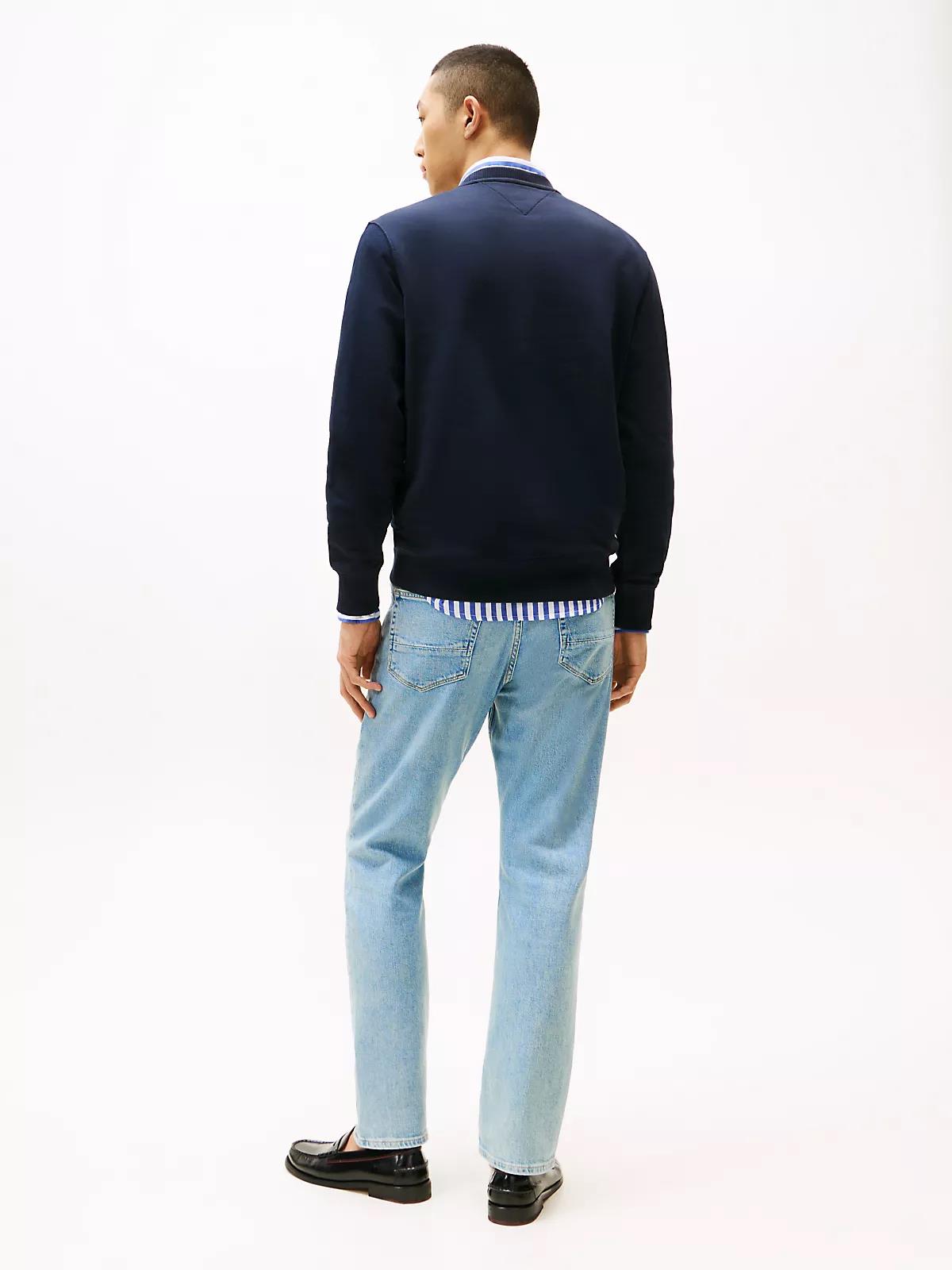 Tommy Hilfiger Tommy Hilfiger Erkek Pamuklu Normal Kalıp Yuvarlak Yakalı Uzun Kollu Lacivert Sweatshirt MW0MW37237-DW5