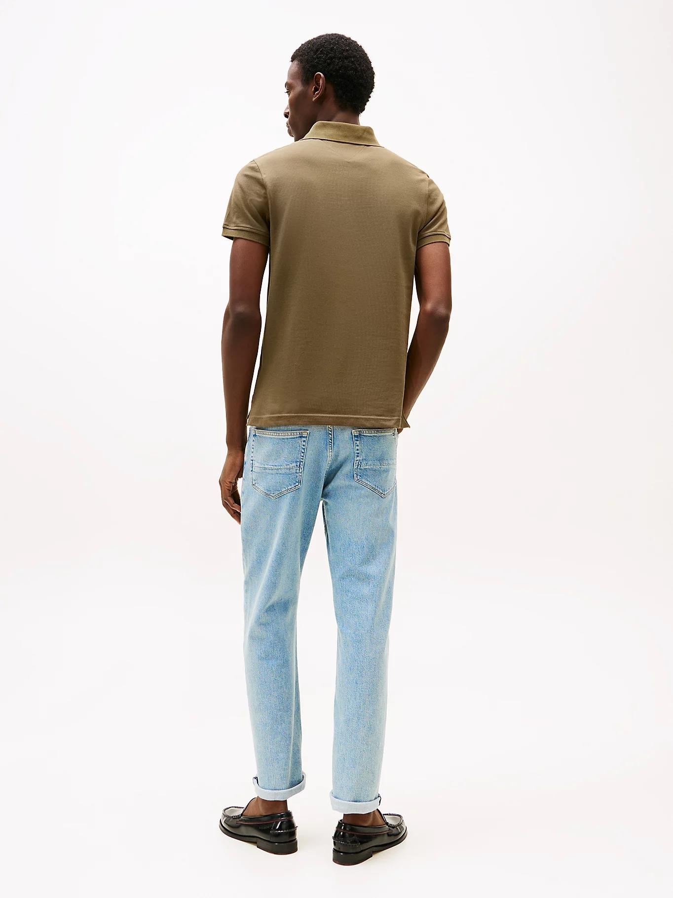 TOMMY HILFIGER Tommy Hilfiger Erkek Pamuklu Polo Yakalı Düğme Kapamalı Kısa Kollu Haki Polo Yaka T-Shirt MW0MW17771-RBN