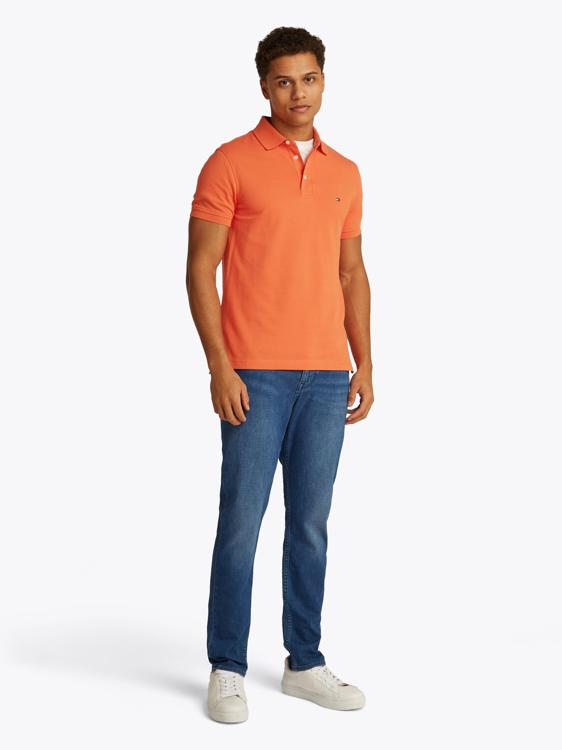 Tommy Hilfiger Tommy Hilfiger Erkek Pamuklu Polo Yakalı Düğme Kapamalı Kısa Kollu Turuncu Polo Yaka T-Shirt MW0MW17771-SCX