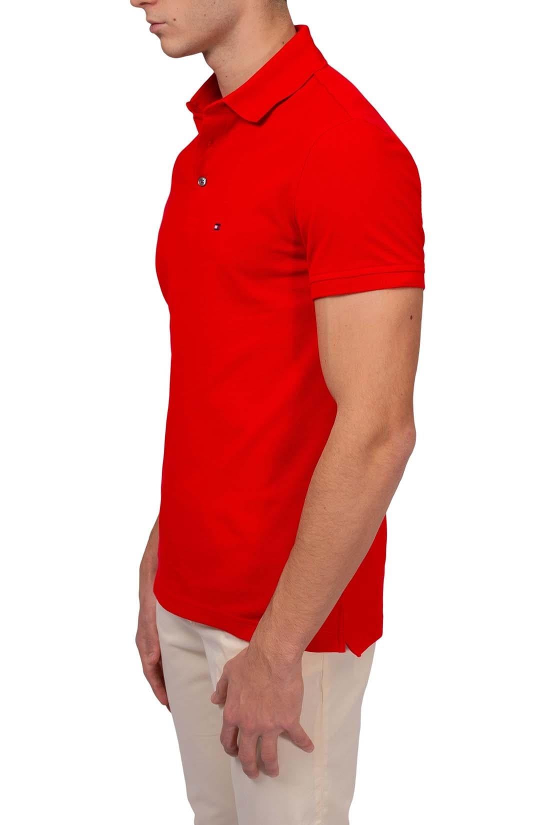 Tommy Hilfiger Tommy Hilfiger Erkek Pamuklu Polo Yakalı Düğme Kapamalı Kısa Kollu Kırmızı Polo Yaka T-Shirt MW0MW17771-XND