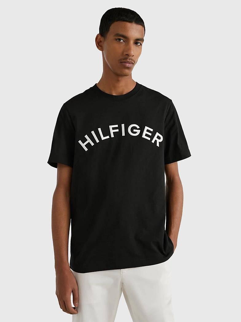 Tommy Hilfiger Tommy Hilfiger Erkek Pamuklu Yuvarlak Yaka Marka Logolu Siyah T-Shirt MW0MW30055-BDS