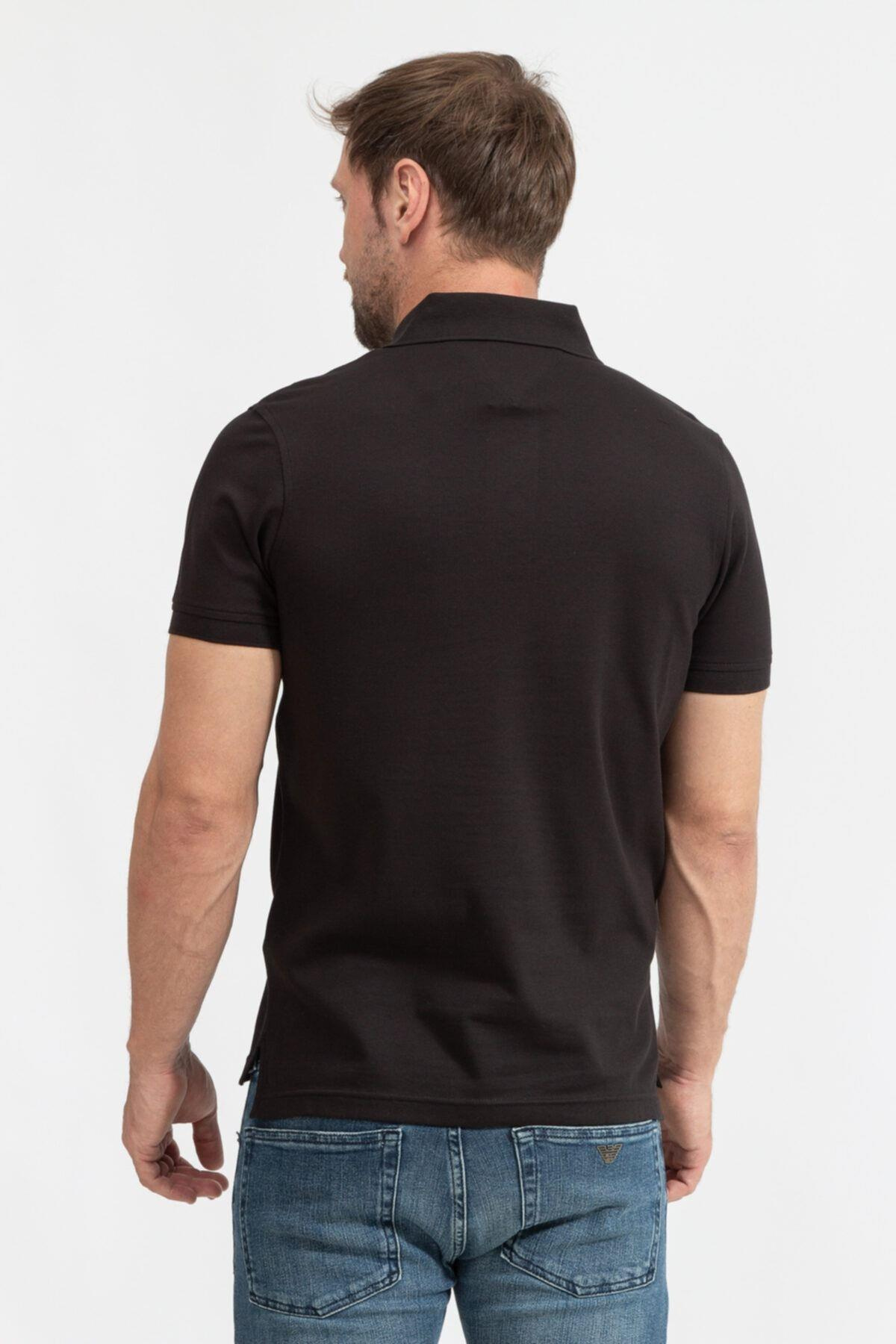 Tommy Hilfiger Tommy Hilfiger Erkek Pamuklu Polo Yakalı Düğme Kapamalı Kısa Kollu Siyah Polo Yaka T-Shirt MW0MW17771-BDS