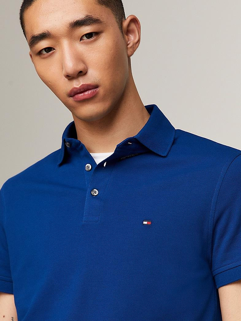 Tommy Hilfiger Tommy Hilfiger Erkek Pamuklu Polo Yakalı Düğme Kapamalı Kısa Kollu Lacivert Polo Yaka T-Shirt MW0MW17771-C5J