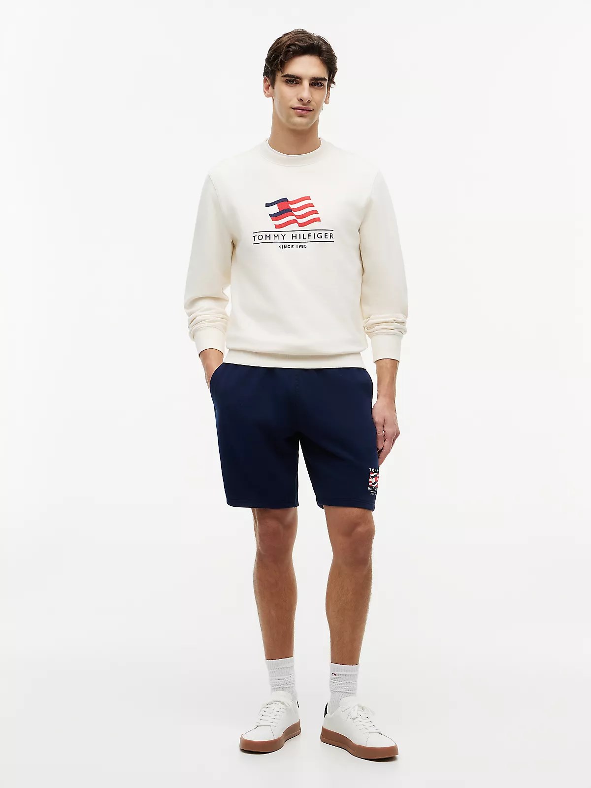 Tommy Hilfiger Tommy Hilfiger Erkek Rahat Düz Taban Topuk Renk Geçişli Deri Ekru1 Sneaker FM0FM05367-02S