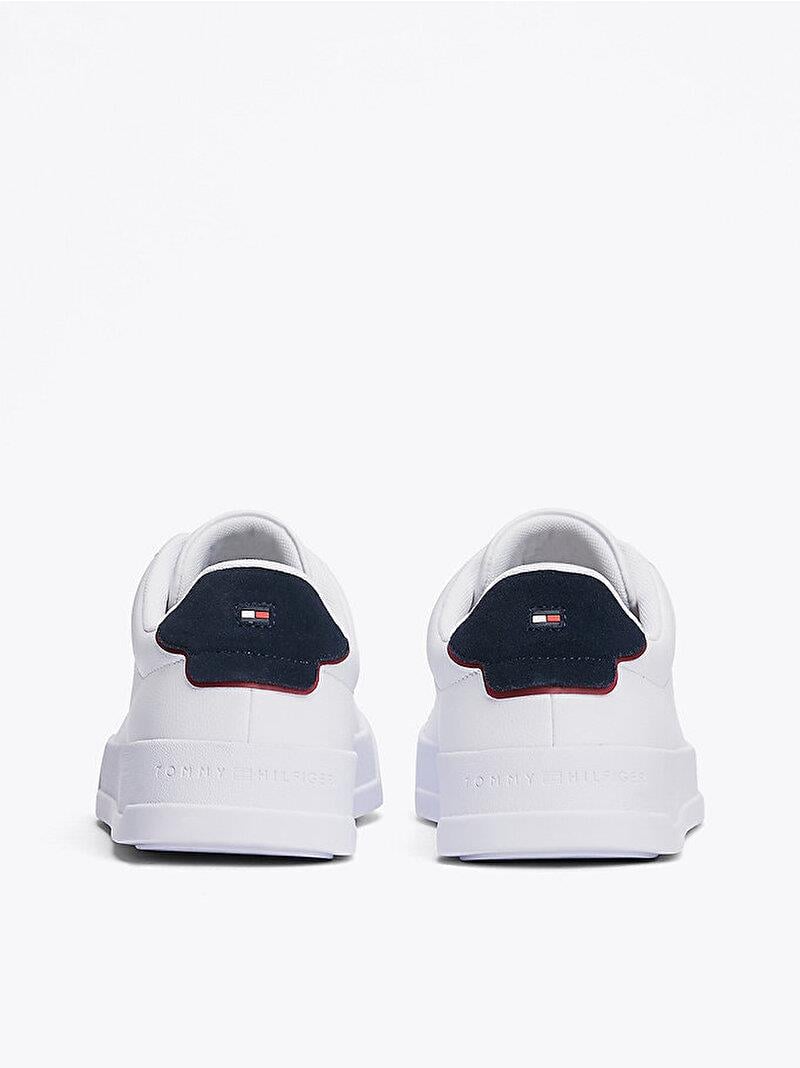 TOMMY HILFIGER Tommy Hilfiger Erkek Rahat Düz Taban Topuk Renk Geçişli Deri Beyaz Sneaker FM0FM05367-0LD